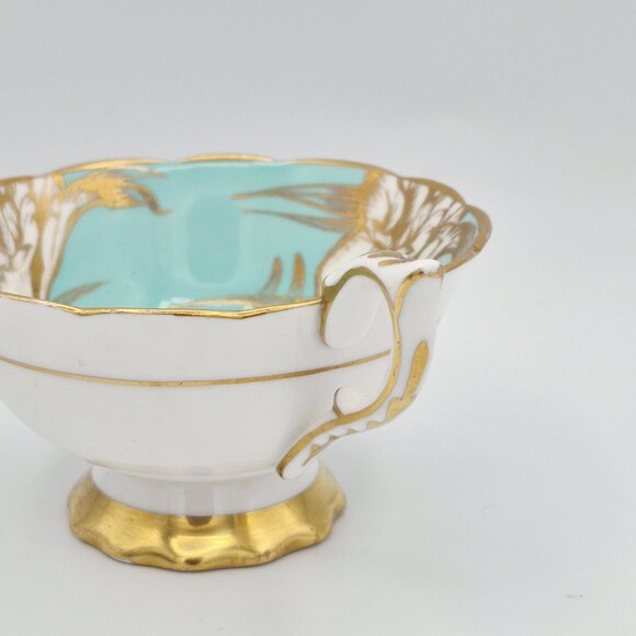 Royal Stafford Turquoise & Gold Acanthus Leaves Tea Cup & Saucer Bone China UK - Picture 9 of 13